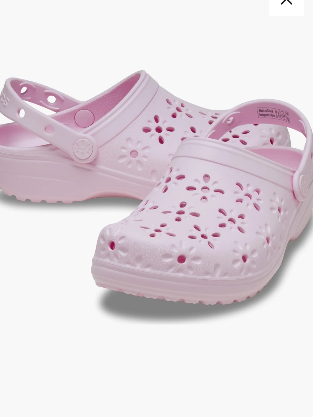 CROCS Women's Classic Floral Cutout Clog in Light Pink Size 6 NWT - Picture 6 of 11